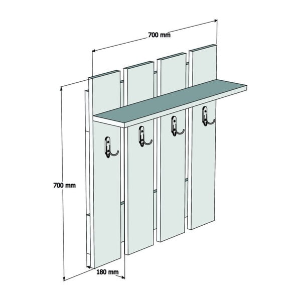 Sieninė lentyna antracito spalvos/natūralios spalvos iš riešutmedžio su lentyna Mita – Puqa Design-image-3