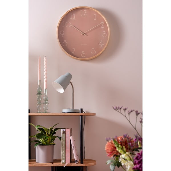 Rožinis sieninis laikrodis Karlsson Sencillo, ø 40 cm-image-1