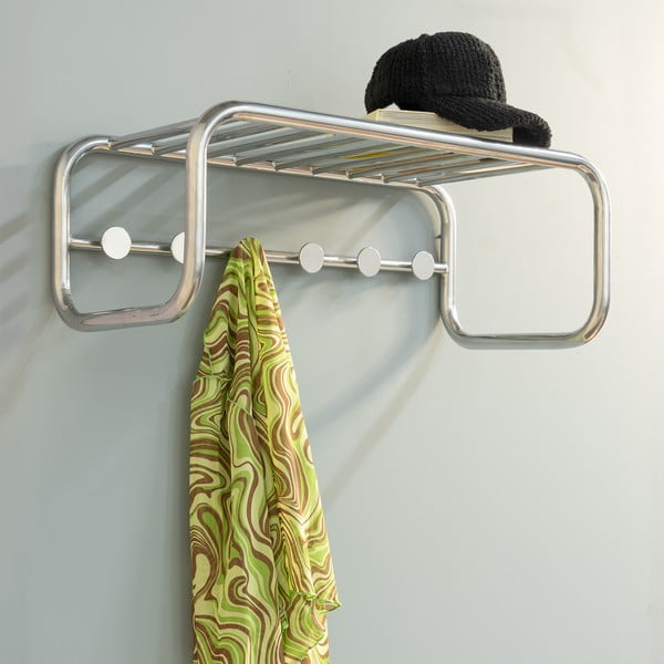 Sidabrinės spalvos iš metalo sieninė lentyna su lentyna 72 cm Retro – Spinder Design-image-1