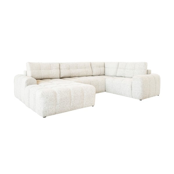 Kreminės spalvos sulankstoma/su sandėliavimo vieta modulinė kampinė sofa (su dešiniuoju kampu) Lulu – Miuform