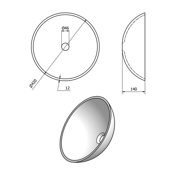 Iš stiklo apvalios formos praustuvas ø 42 cm Ice – Sapho-image-3
