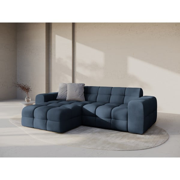 Tamsiai mėlynos spalvos kampinė sofa (su kairiuoju kampu/su gultu) Kendal – Micadoni -image-1