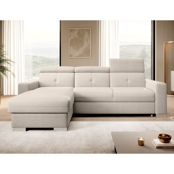 Smėlio spalvos sulankstoma/su sandėliavimo vieta kampinė sofa (su kairiuoju kampu/su gultu) Fresia – ELTAP-image-1