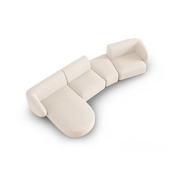 Smėlio spalvos iš šenilinio audinio kampinė sofa (su kairiuoju kampu/su gultu) Paolo – Milo Casa-image-1