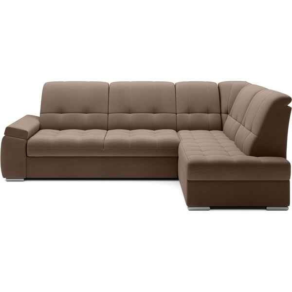 Rudos spalvos iš velveto sulankstoma/su sandėliavimo vieta kampinė sofa (su dešiniuoju kampu/„L“ formos) Sado – ELTAP