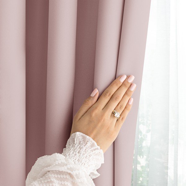 Pilkai rožinės spalvos pritemdymas (dalinis užtemimas) užuolaida 140x250 cm Carli Tie – Restilo-image-3