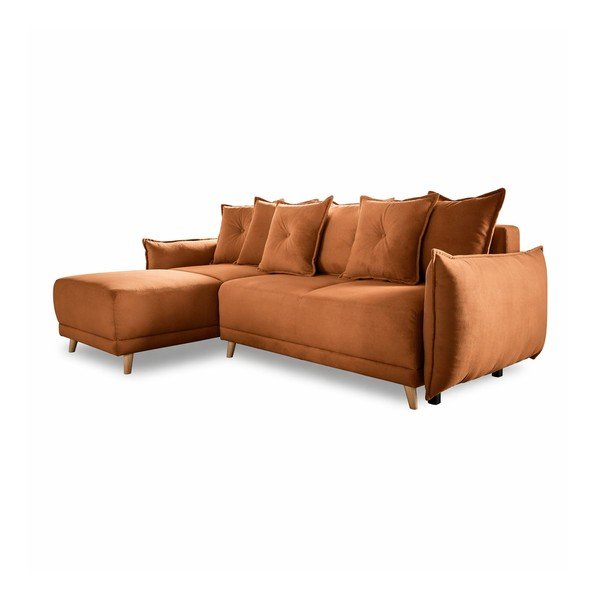 Sulankstoma kampinė sofa iš kordinio velveto raudonos plytų spalvos (kintama) Lazy Lukka – Miuform
