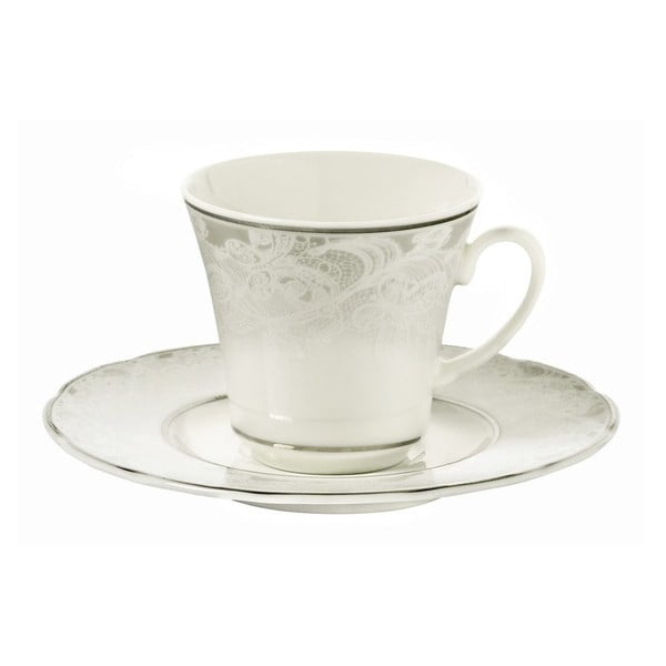 6 porcelianinių puodelių su lėkštute rinkinys "Kutahya Turkish", 50 ml