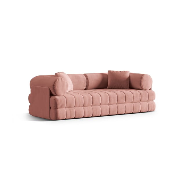 Rožinės spalvos iš velveto sulankstoma sofa 206 cm Kemi – Cosmopolitan Design-image-3