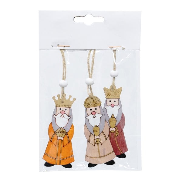 Iš medienos eglutės papuošimai 3 vnt. 18,5 cm Three Kings – Casa Selección-image-1