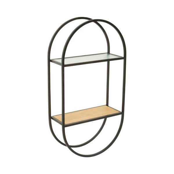 Juodos spalvos/natūralios spalvos iš metalo kelių aukštų sieninė lentyna 35 cm Mataram – Premier Housewares