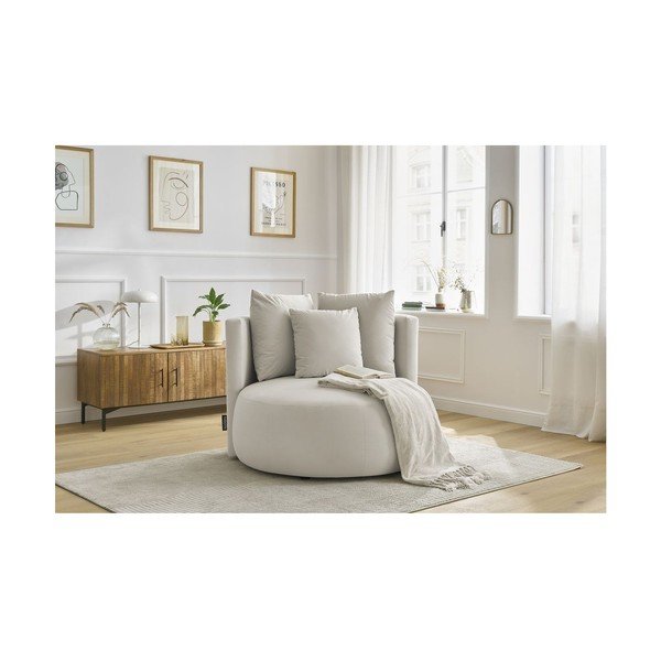 Smėlio spalvos krėslas iš velveto Cesar – Bobochic Paris-image-1