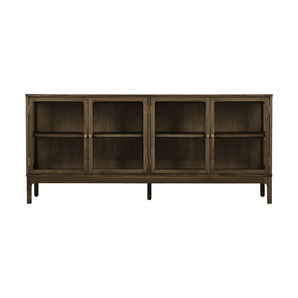Tamsiai rudos spalvos vitrina iš ąžuolo 180x80x40 cm Zamora – House Nordic-image-2