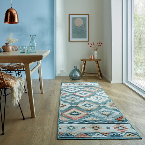 Lauko kilimas mėlynos spalvos 80x230 cm Avery Blue – Flair Rugs-image-1