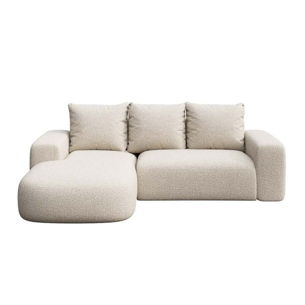 Smėlio spalvos iš boucle kampinė sofa (su kairiuoju kampu/su gultu) Monce – Rodier