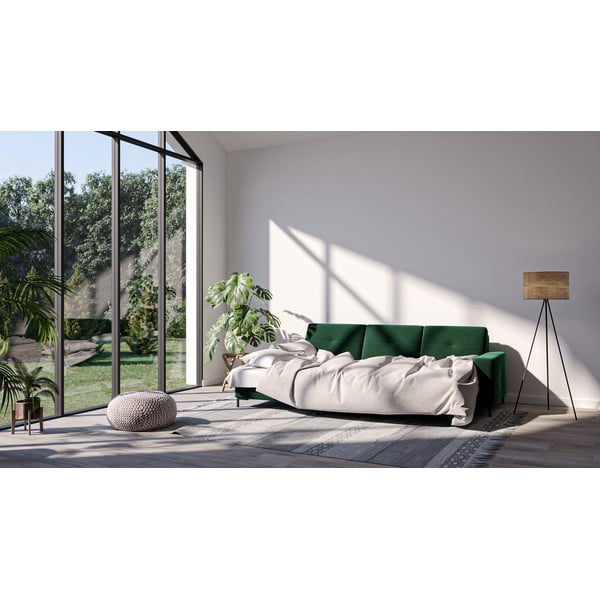 Tamsiai žalia aksominė sofa Ghado Moor, kairysis kampas-image-1