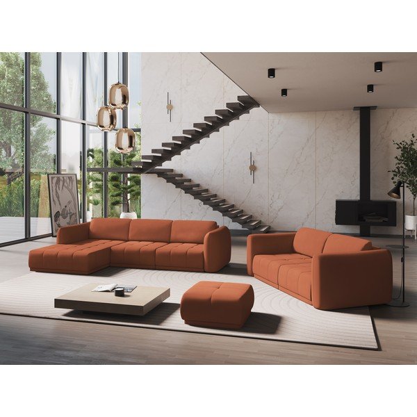 Oranžinės spalvos kampinė sofa (su kairiuoju kampu) Hoku – Makamii-image-1