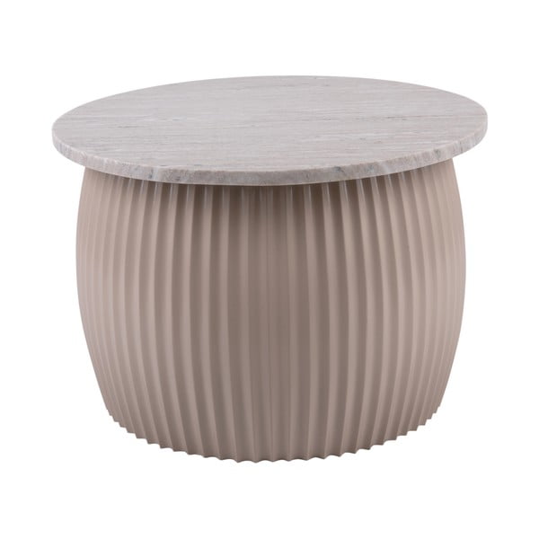 Apvalios formos kavos staliukas smėlio spalvos su marmuro dekoro stalviršiu ø 52 cm  Luscious  – Leitmotiv