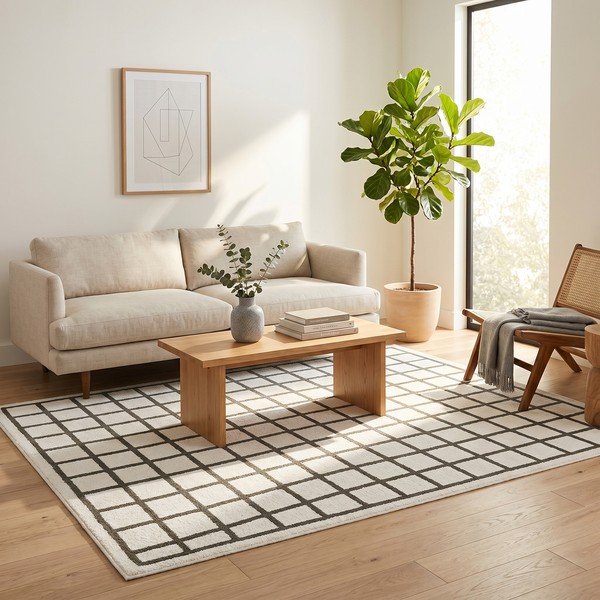 Tamsiai žalios spalvos/kreminės spalvos kilimas 160x230 cm Picnic – ESTE-image-2
