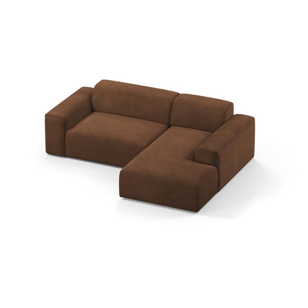 Ruda aksominė kampinė sofa Marie Claire Home Karen, 250 cm, dešinysis kampas-image-3