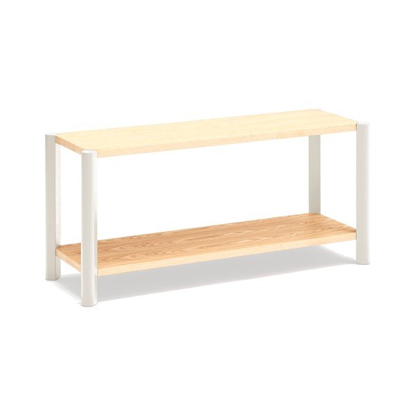 Kreminės spalvos/šviesios natūralios spalvos pastatoma lentyna iš ąžuolo 126x59x43 cm Bona – Teulat-image-2