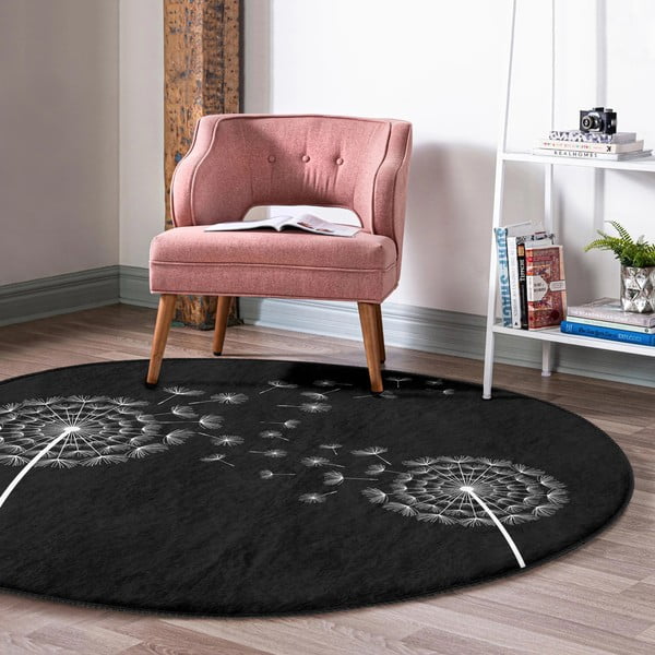 Skalbiamas/robotiniams dulkių siurbliams apvalios formos kilimas juodos spalvos ø 100 cm Comfort – Mila Home-image-1