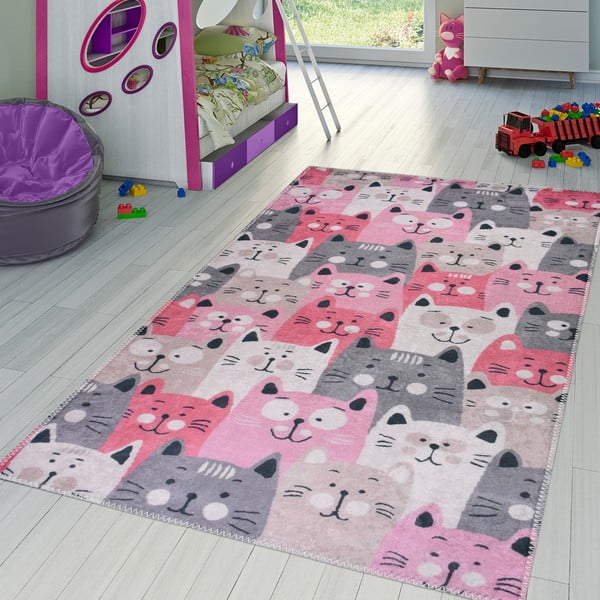 Vaikiškas kilimas rožinės spalvos 160x230 cm Silly Cats – Vitaus-image-1