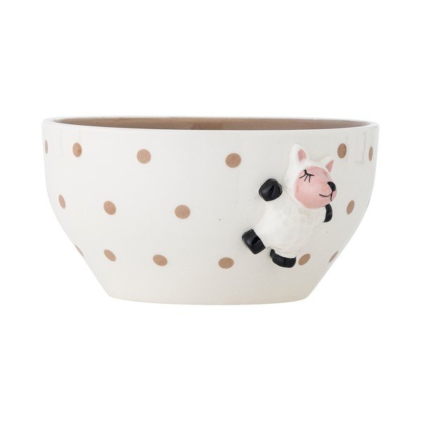 Baltos spalvos/rudos spalvos iš akmens masės vaikiškas dubuo ø 14 cm Dolly – Bloomingville Mini-image-2