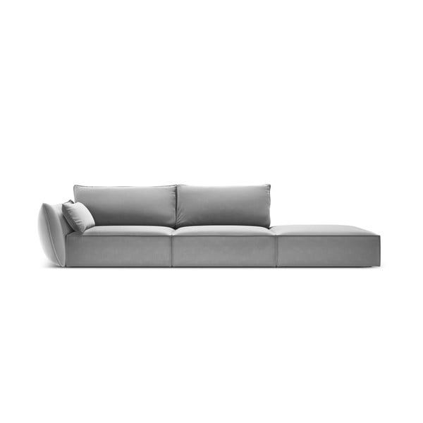 Šviesiai pilkos spalvos iš velveto sofa su kairiuoju kampu 264 cm Vanda – Mazzini Sofas