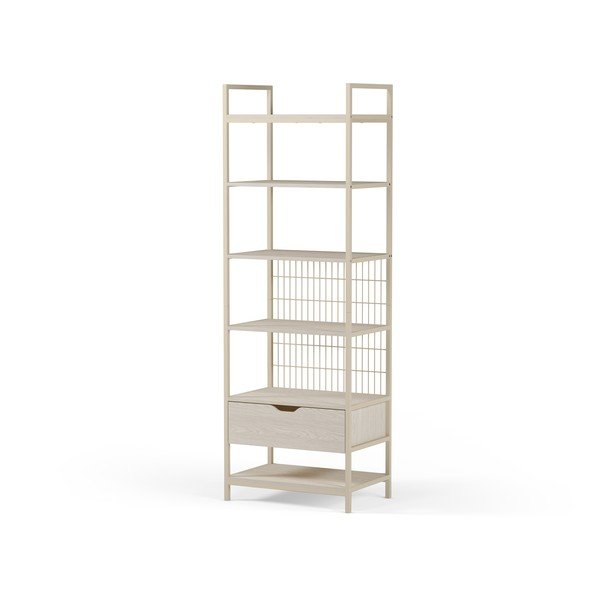 Kreminės spalvos iš plieno knygų spinta  60x179,5x40 cm Amara – Marckeric