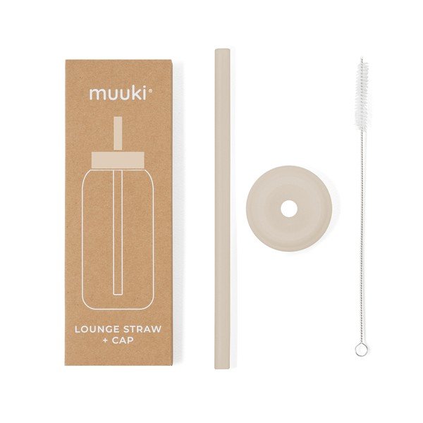 Iš silikono šiaudelis su valymo įrankiu/su dangteliu Summer Sand – Muuki