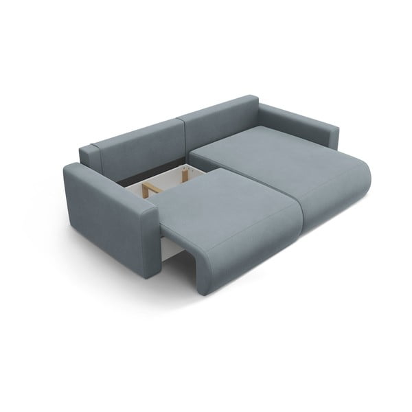 Pilkai mėlynos spalvos iš velveto sulankstoma/su sandėliavimo vieta kampinė sofa Belfast – Cosmopolitan Design-image-3