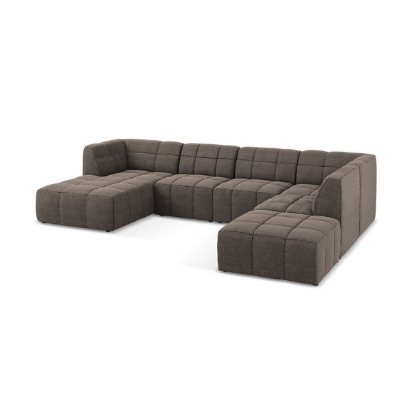 Rudos spalvos kampinė sofa iš boucle („U“ formos) Aloha – Makamii-image-3