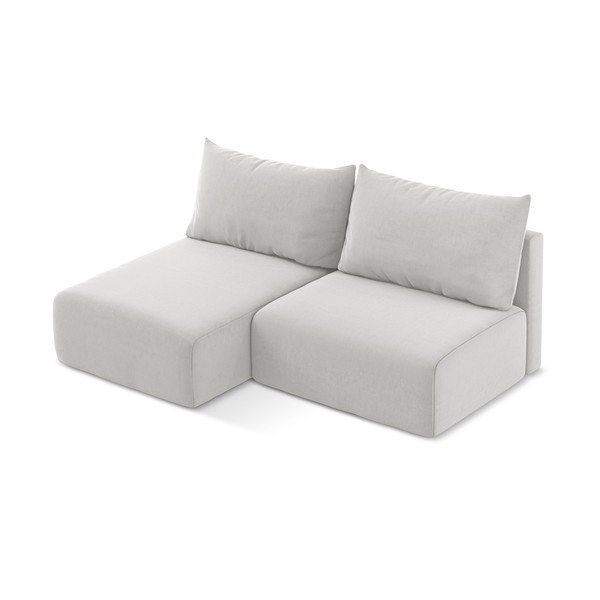 Šviesiai pilkos spalvos sulankstoma/su sandėliavimo vieta kampinė sofa iš velveto (su kairiuoju kampu/su gultu) Kalena – Makamii-image-3