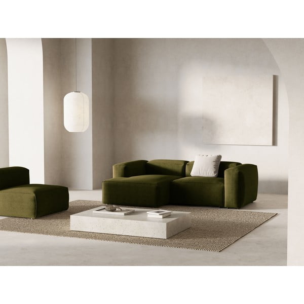 Žalios spalvos iš kordinio velveto kampinė sofa (su kairiuoju kampu/su gultu) Bergamo – Cosmopolitan Design-image-1