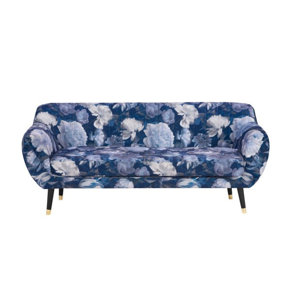 Mėlyna trijų vietų sofa Mazzini Sofos Benito Floral