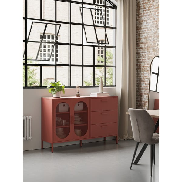 Šoninė spintelė raudonos plytų spalvos 140x90 cm Diora – Marckeric-image-1