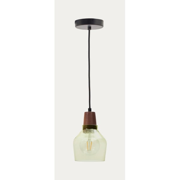 Žalios spalvos/tamsios natūralios spalvos kabantis šviestuvas ø 13,5 cm su stiklo gaubtu Silex – Kave Home-image-4
