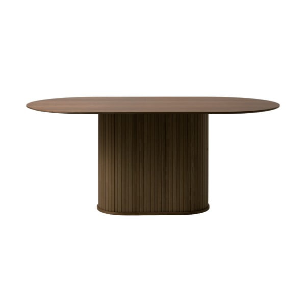 Valgomojo stalas rudos spalvos su ąžuolo dekoro stalviršiu 95x180 cm Nola – Unique Furniture
