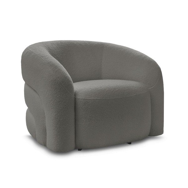 Pilkos spalvos pasukamas krėslas iš boucle Elina – Bobochic Paris