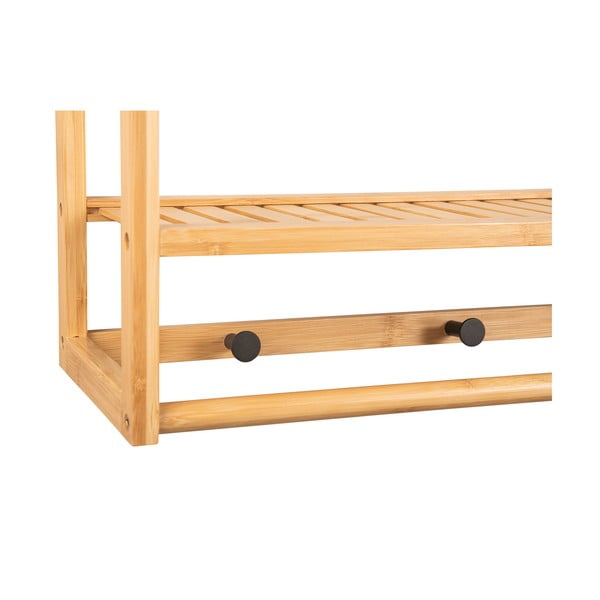 Natūralios spalvos bambukinė sieninė kabykla su lentyna Sheer – Leitmotiv-image-3
