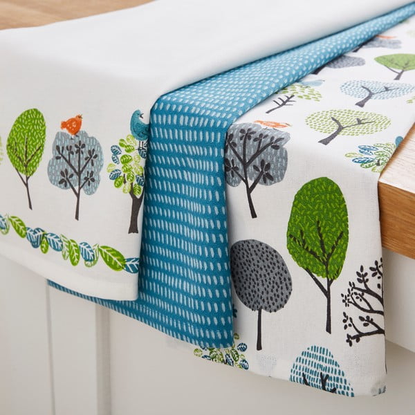 Iš medvilnės virtuvės rankšluosčiai 3 vnt. 45x65 cm Forest Birds – Cooksmart ®-image-1