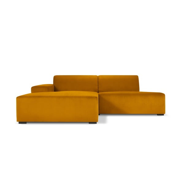 Geltona aksominė kampinė sofa Cosmopolitan Design Hobart, kampas kairėje