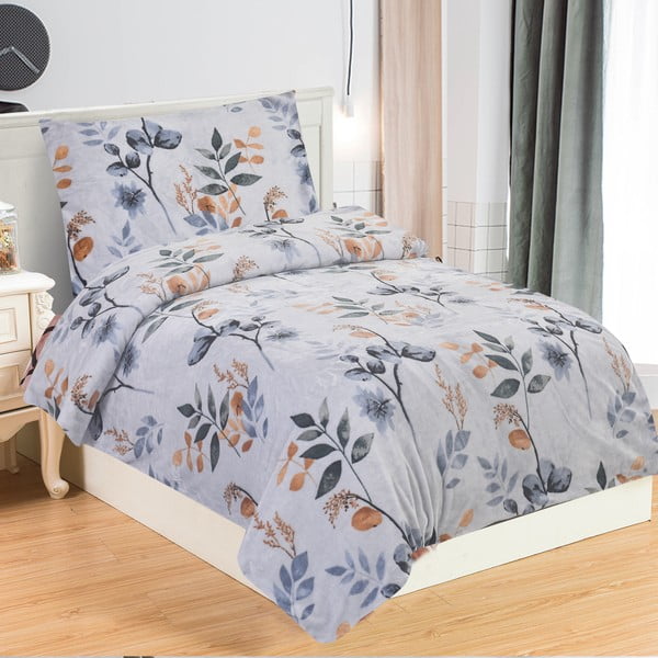 Pilkai mėlynos spalvos iš mikropliušo viengulė patalynė 140x200 cm Greta – My House