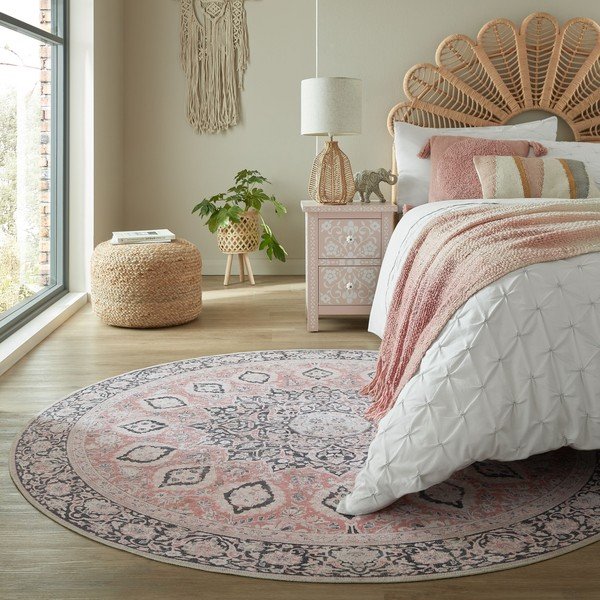 Rožinis plaunamas apvalus kilimas ø 180 cm Somerton - Flair Rugs-image-1