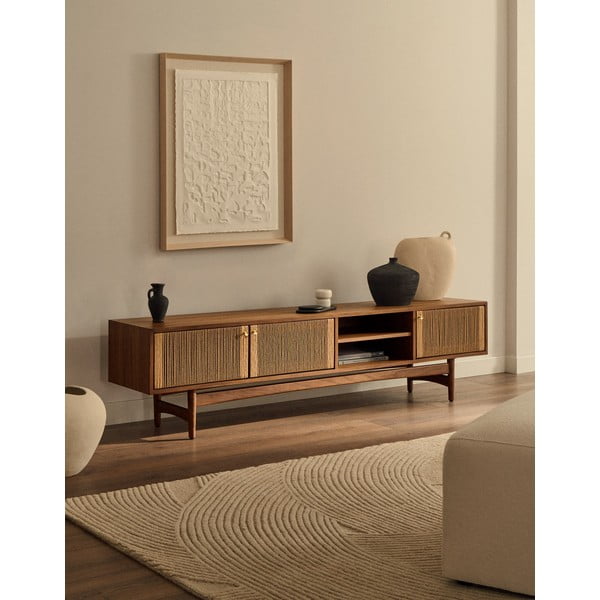 TV spintelė rudos spalvos iš riešutmedžio 200x50 cm Elan – Kave Home-image-1