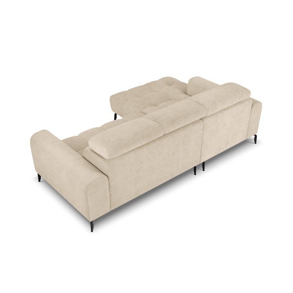 Smėlio spalvos reguliuojama kampinė sofa su aksominiu paviršiumi Milo Casa Nico, kairysis kampas-image-4