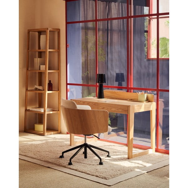 Rašomasis stalas su uosio dekoro stalviršiu 60x120 cm Arandu – Kave Home-image-1