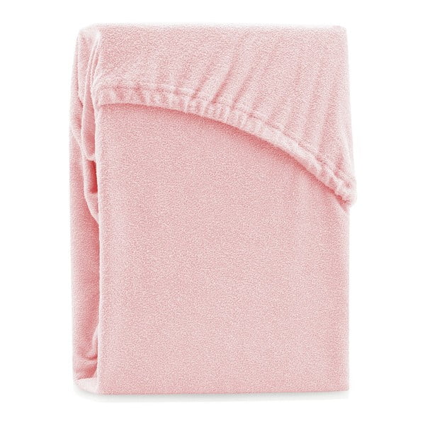 Iš frote audinio paklodė šviesiai rožinės spalvos su guma 240x220 cm Ruby – AmeliaHome
