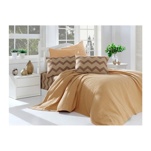 Medvilninės lovos užvalkalo, paklodės ir 2 pagalvių užvalkalų rinkinys dvivietei lovai Turro Pakna, 200 x 235 cm